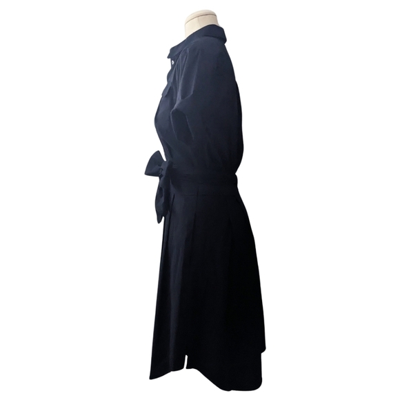 Cynthia Steffe Maya Tie Waist Fit Flare Shirtdress Navy Blue Career Size 6 - Picture 4 of 13